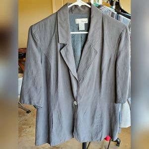 Gray Silk Linen Blend Blazer